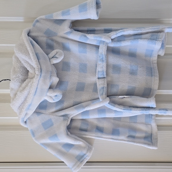 MAX & OLIVIA MINI BLUE AND WHITE TODDLER BOYS OR GIRLS HOODED ROBE SIZE 2T - Picture 8 of 10